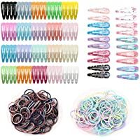 Los mejores  - 100pcs Pinza Pelo Niña Horquillas de Pelo y 200pcs Gomas Pelo Bebe- Hebillas Pelo Lazos para el Cabello Elásticas…